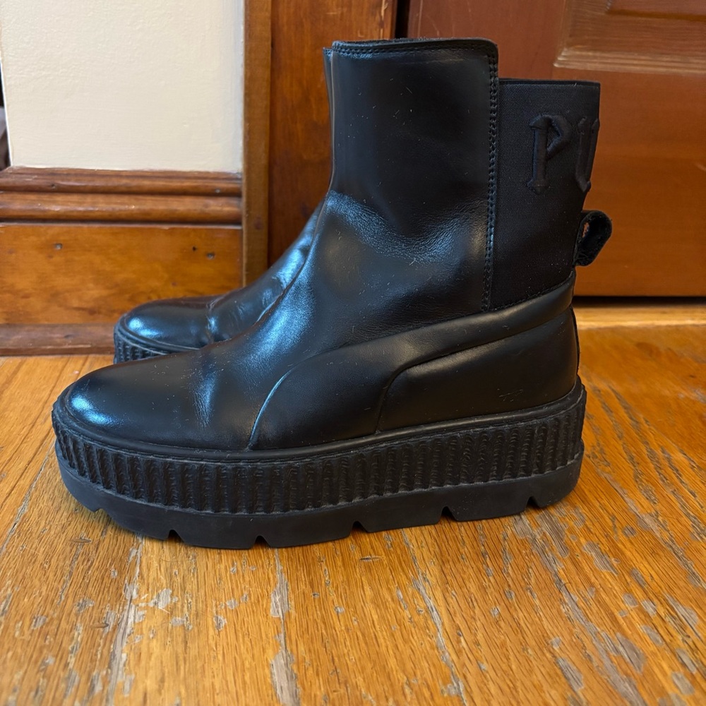 FENTY Puma CHELSEA Black Leather Boots - Picture 2 of 4